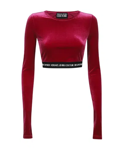 Versace Jeans Logo-underband Cropped Top In Red