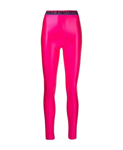 Versace Jeans Logo-waistband Leggings In Pink