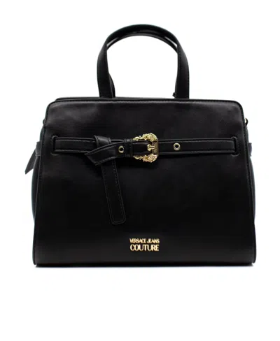 Versace Jeans Logo-plaque Tote Bag In Black