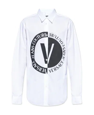 Versace Jeans Logo-print Cotton Shirt In Multi
