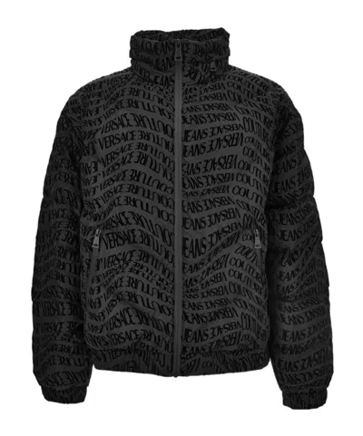 Versace Jeans Logo-print Puffer Jacket In Black