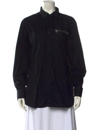 Pre-owned Versace Jeans Long Sleeve Button-up Top In Black