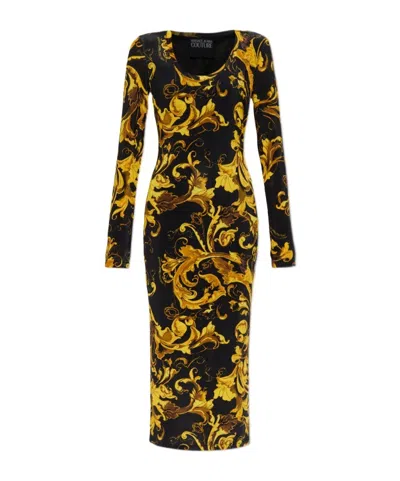 Versace Jeans Long Sleeve Dress In Black