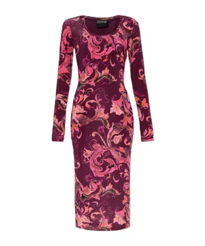 Versace Jeans Long Sleeve Dress In Multi