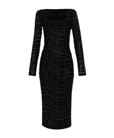 Versace Jeans Long Sleeve Dress In Black