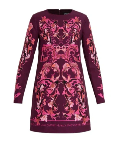 Versace Jeans Long Sleeve Dress In Multi