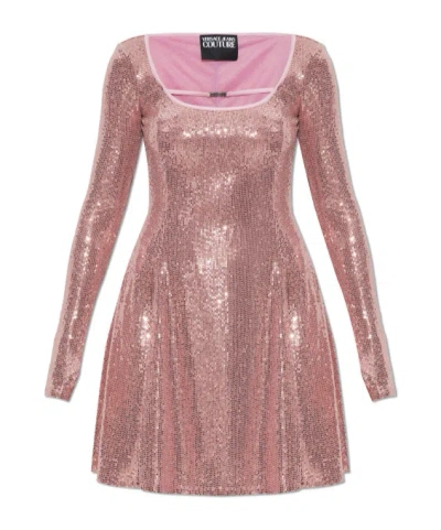 Versace Jeans Long Sleeve Dress In Pink