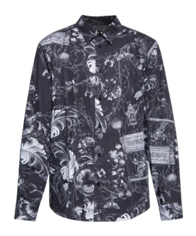 Versace Jeans Long-sleeved Button-down Shirt In Multi