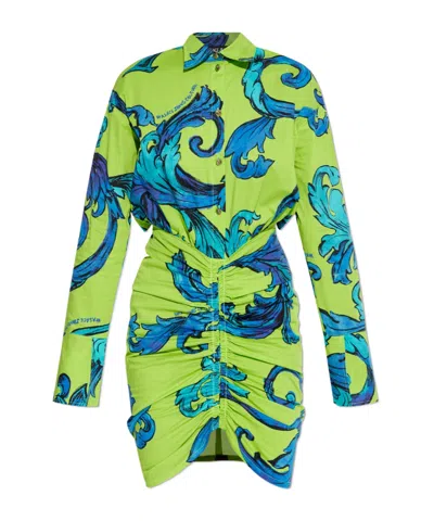 Versace Jeans Long-sleeved Dress In Green