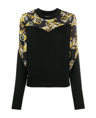 Versace Jeans Long-sleeved Sweater In Black