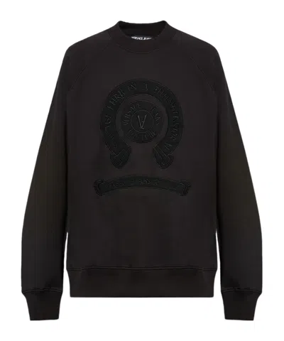 Versace Jeans Long-sleeved Sweater In Black