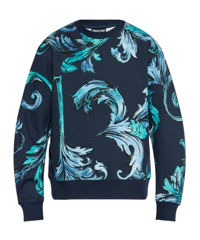 Versace Jeans Long-sleeved Sweater In Blue