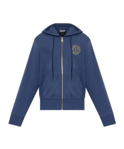 Versace Jeans Long-sleeved Sweater In Blue