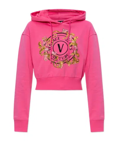 Versace Jeans Long-sleeved Sweater In Pink