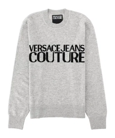 Versace Jeans Long-sleeved Sweater In Gray