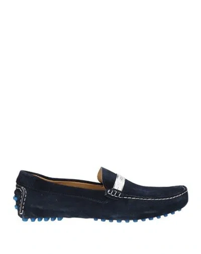 Versace Jeans Man Loafers Midnight Blue Size 9 Leather