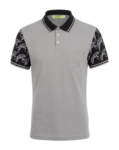 Versace Jeans Man Polo Shirt Light Grey Size 36 Cotton In Gray