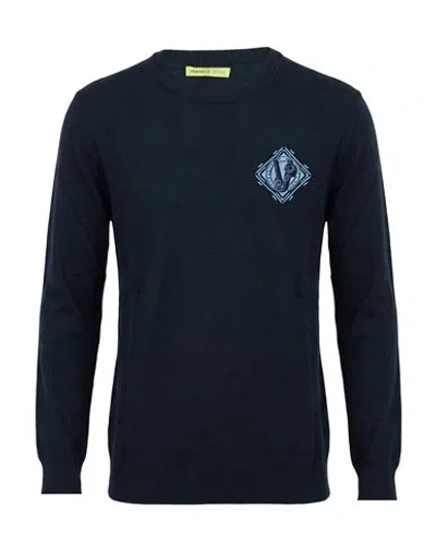 Versace Jeans Man Sweater Midnight Blue Size S Acrylic, Wool