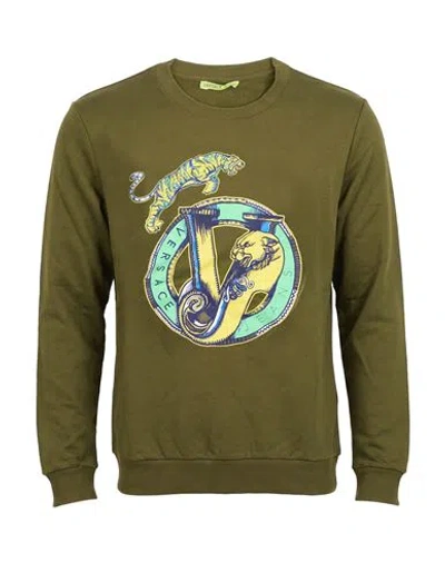 Versace Jeans Man Sweatshirt Military Green Size M Cotton