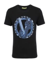 Versace Jeans Man T-shirt Black Size S Cotton, Elastane In Black