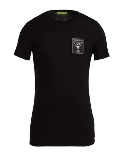 Versace Jeans Man T-shirt Black Size S Viscose, Elastane