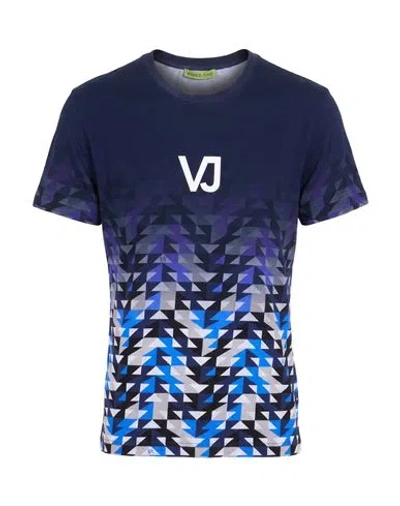 Versace Jeans Man T-shirt Midnight Blue Size M Cotton, Elastane