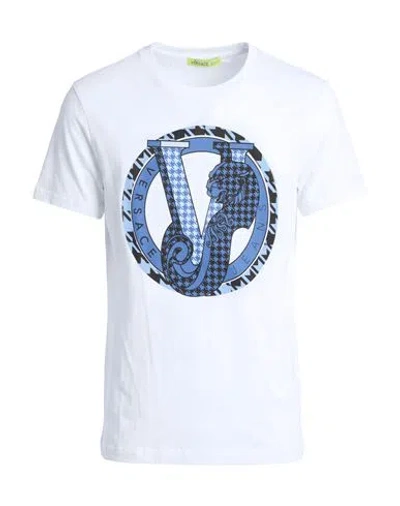 Versace Jeans Man T-shirt White Size S Cotton, Elastane