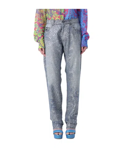 Versace Jeans Mid-rise Slim-fit Jeans In Gray