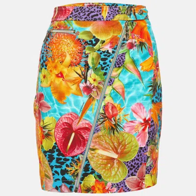 Versace Jeans Multicolor Floral Print Cotton Mini Skirt
