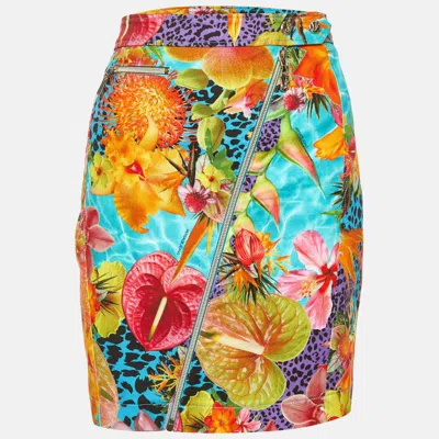 Pre-owned Versace Jeans Multicolor Floral Print Cotton Mini Skirt L