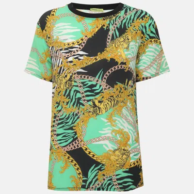 Pre-owned Versace Jeans Multicolor Printed Crepe T-shirt M