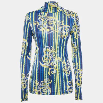 Pre-owned Versace Jeans Multicolor Printed Jersey High Neck Top M