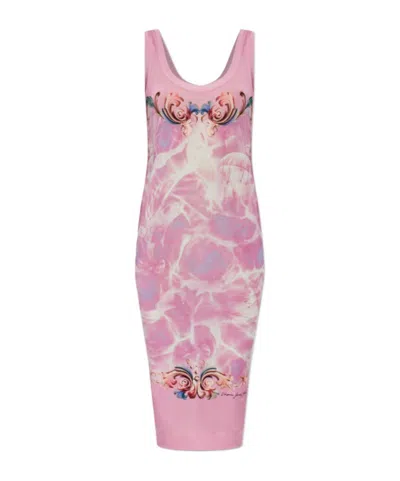 Versace Jeans Off-shoulder Dress In Pink