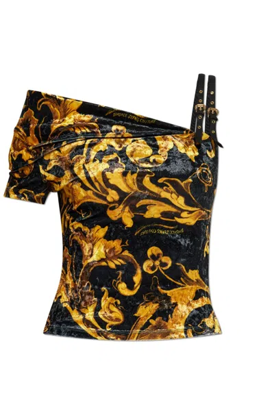 Versace Jeans One-shoulder Top In Animal Print