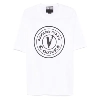 Versace Jeans Open-necked Black Shirt In White