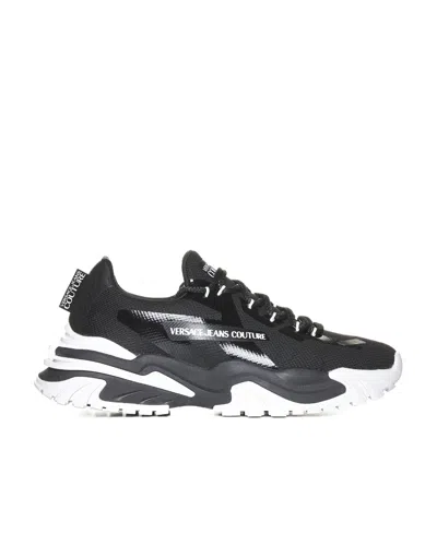 Versace Jeans Panelled Lace-up Sneakers In Black