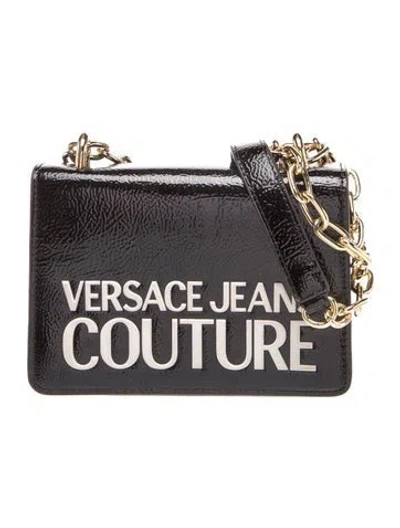 Pre-owned Versace Jeans Patent Leather Minaudière In Black