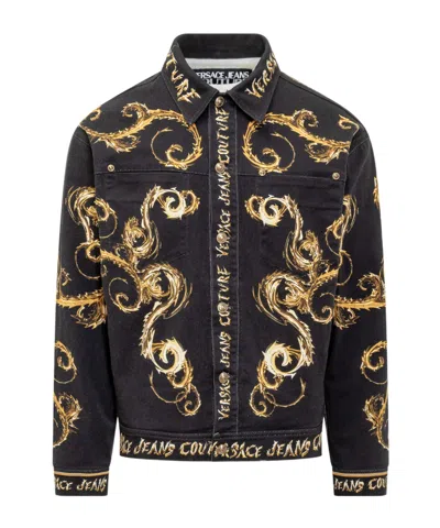 Versace Jeans Pattern Casual Jacket In Black