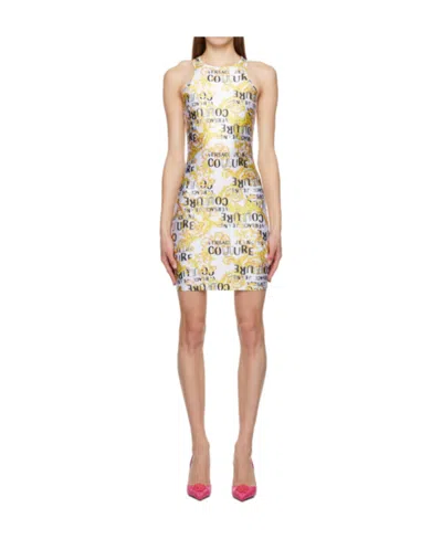 Versace Jeans Pattern Mini Dress In Nude