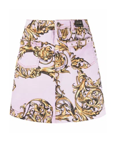 Versace Jeans Pattern Printed Miniskirt In Purple