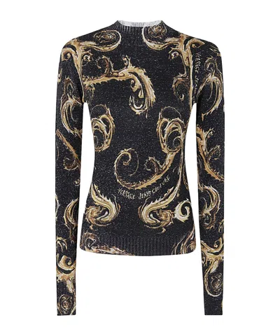Versace Jeans Pattern Sweater In Black