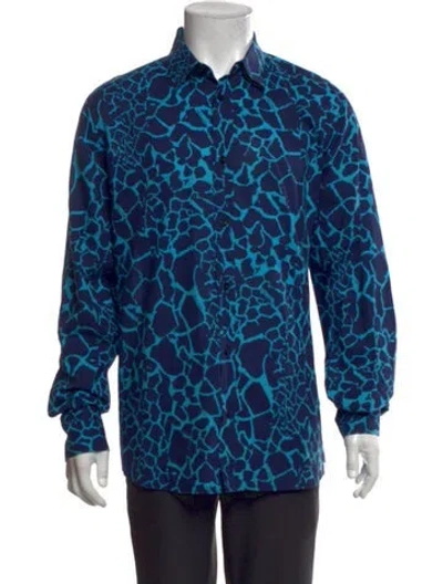 Pre-owned Versace Jeans Patterned Long Sleeve Shirt In Blue