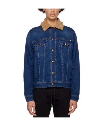 Versace Jeans Piece Number Denim Coat In Blue