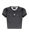 Versace Jeans Piece Number-logo Mesh T-shirt In Black