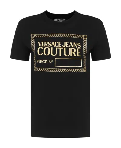 Versace Jeans Piece Number-print Short-sleeve T-shirt In Black