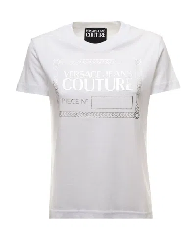 Versace Jeans Piece Number-print Short-sleeve T-shirt In White