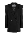 Versace Jeans Pinstriped Double-breasted Blazer In Black