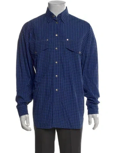 Pre-owned Versace Jeans Plaid Print Long Sleeve Shirt In Blue