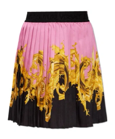 Versace Jeans Pleated Midi Skirt In Multi