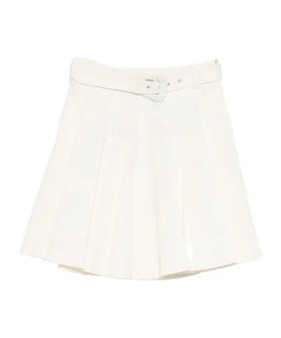 Versace Jeans Pleated Midi Skirt In White